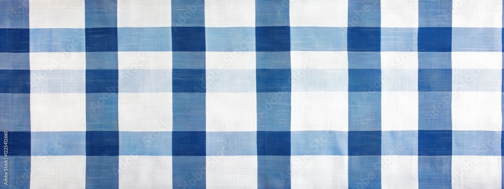 Poster blue and white checkered tablecloth pattern with empty copy space ideal for text, suitable for kitch