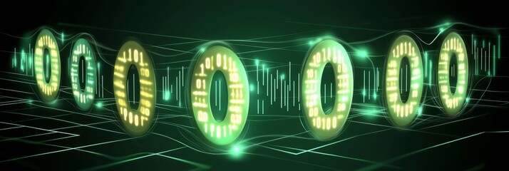 Digital Currency with Light Glow, Blockchain Financial Future, Encryption Data Visualization