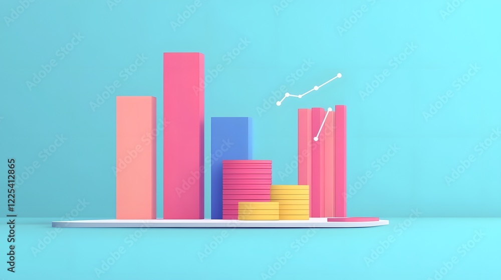 Aufkleber vibrant 3d financial visualization with animated npv formulas in virtual workspace