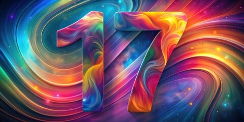 Fototapeta premium Vibrant Number Seventeen Abstract Art with Cosmic Swirls and Nebulae