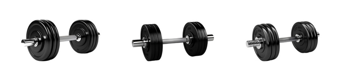 Naklejka premium Black dumbbell with adjustable weights isolated on a transparent background