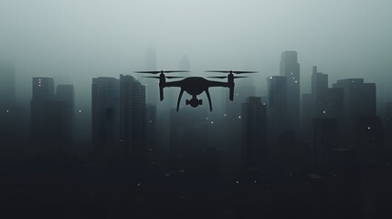 Drones Delivering Digital Resumes in a Conceptual Urban Skyline