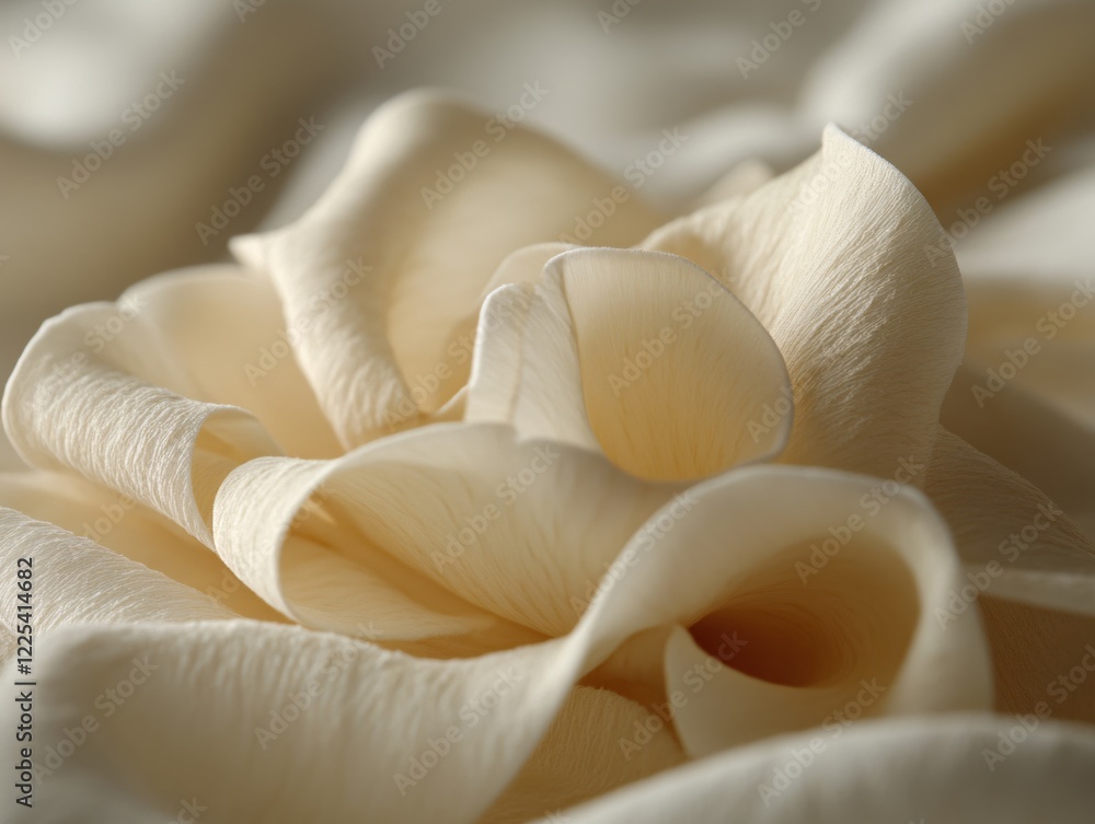 Poster soft creamy fabric folds creating a delicate abstract pattern with subtle texture and light