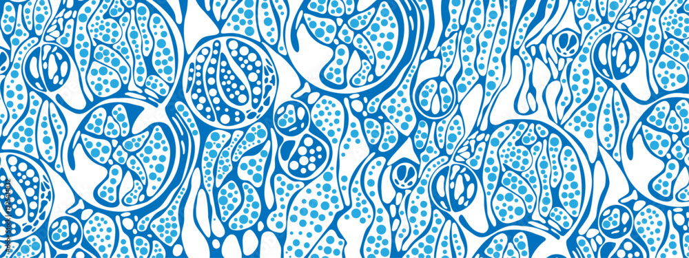 Poster vector blue background abstract texture chaotic lines, particles, circles. imitation cellular struct