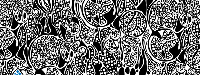 Vector halftone background abstract texture chaotic lines, particles, circles. Imitation cellular structure, information network, style of neurography. Banners technology, business, presentations