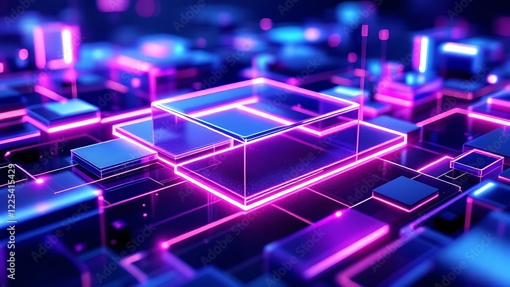 Aufkleber modern digital abstract 3d background. copy space. based on generative ai