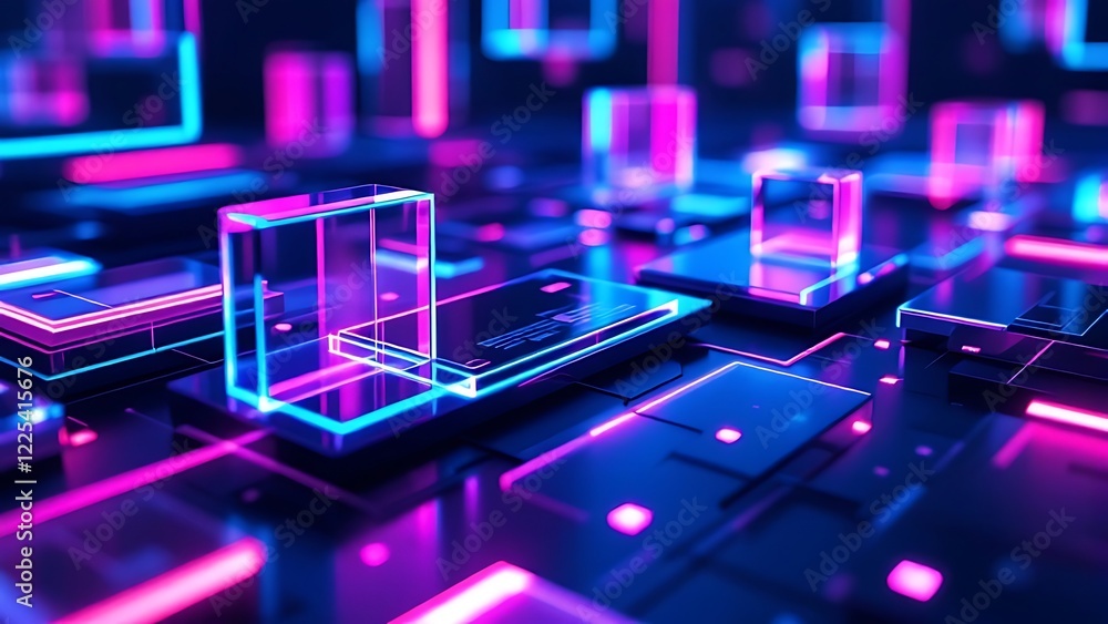 Poster modern digital abstract 3d background. copy space. based on generative ai