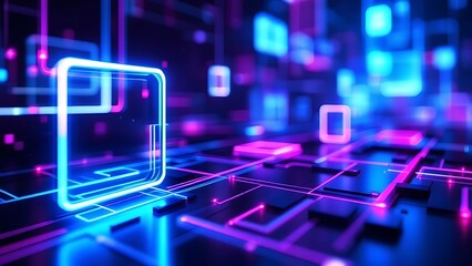 Naklejka premium Modern digital abstract 3D background. Copy space. Based on Generative AI