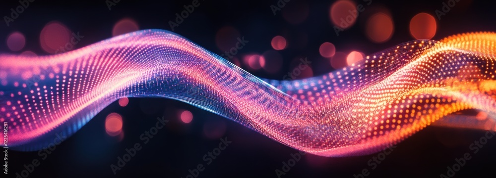 Poster abstract wave of illuminated particles in motion