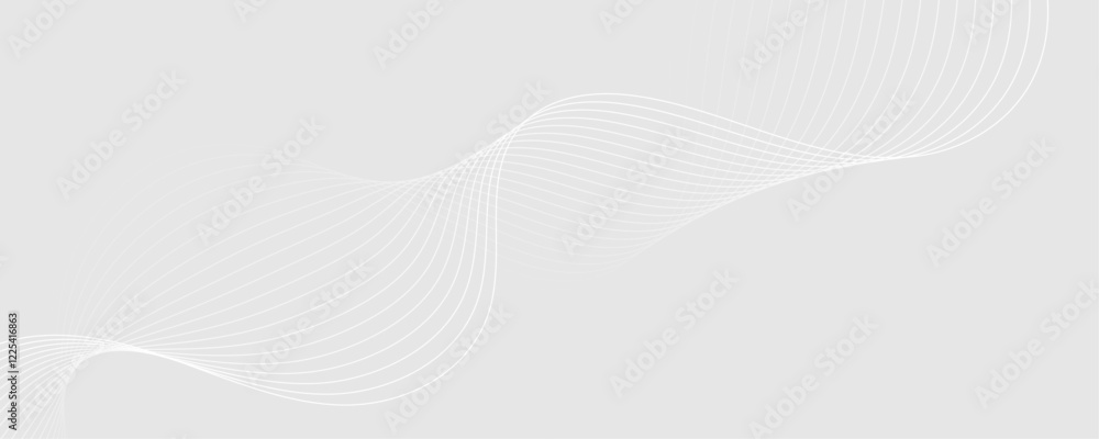 Poster abstract white wave dynamic curve lines on gray background. energy technology concept modern backdro