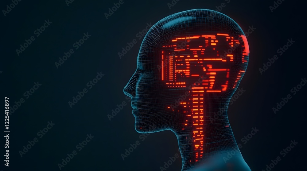 Poster digital brain of financial analyst visualizing ai-powered business strategies