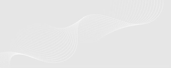 Abstract white wave dynamic curve lines on gray background. Energy technology concept modern backdrop design for business, presentation, banner.