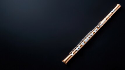 Flute on black background classical instrument music photography still life