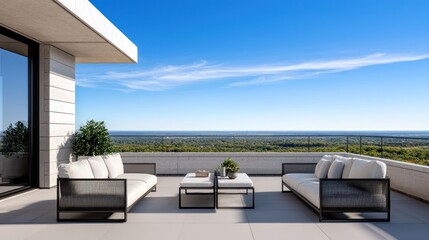 Fototapeta premium Modern Rooftop Terrace with City View