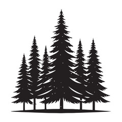 Obraz premium Stylish Pine Tree silhouette for artistic and modern visuals - Pine tree silhouette - Pine tree vector - Pine tree illustration - Pine silhouette - Pine vector 