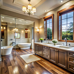 Luxury Bathroom: Beautiful Design Featuring Double Vanity and Modern Elegance"