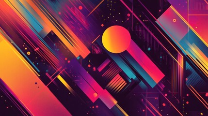 Abstract Geometric Artwork Vibrant Colors Dynamic Design