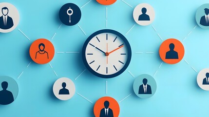 Recruitment Timeline Showcased with Digital Clocks and Hiring Process Icons