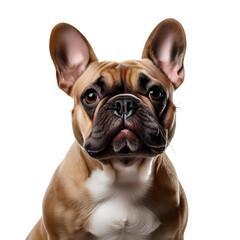 Fototapeta premium Portrait of Fawn French Bulldog standing png clipart transparent