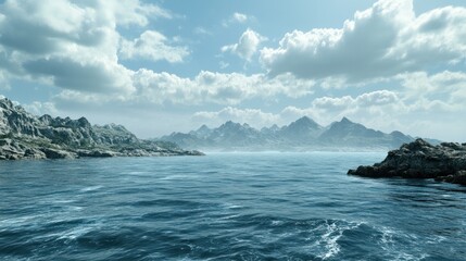 Serene Coastal Mountains Under a Cloudy Sky