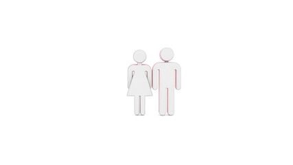 3D Gender icon isolated on white background. Linked male and female signs. Woman and man. Can be used for many purposes. Trendy and modern vector in 3d style. Generative AI