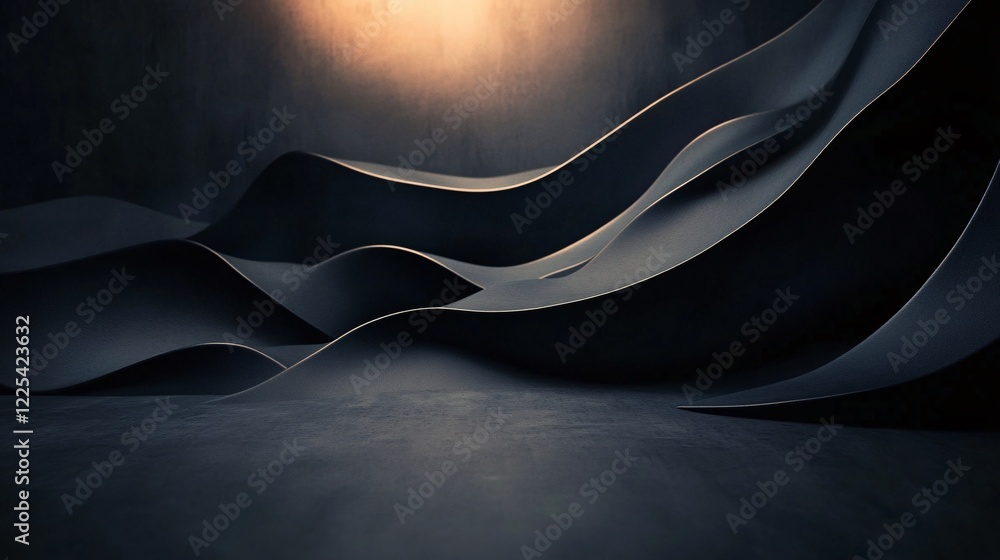 Poster abstract black wavy shapes creating a modern and elegant background design