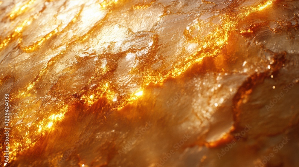 Aufkleber ethereal glow of amber resin illuminated by soft light in a macro view of natural mineral surface. g