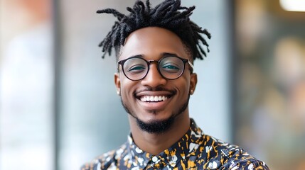 Fototapeta premium Smiling Entrepreneur Working on Laptop in Coworking Space