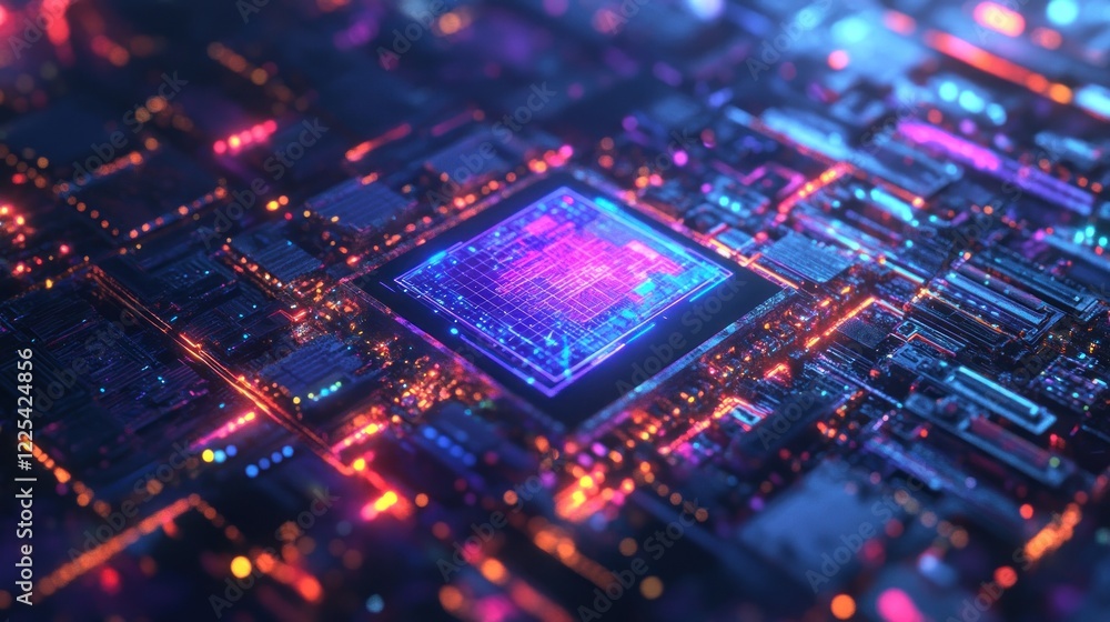 Aufkleber illuminated central processing unit on circuit board