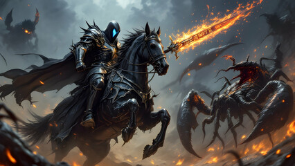 Dark Knight with Glowing Sword