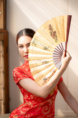 Young asian woman with chinese new year