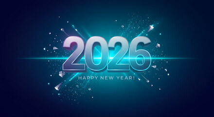 2026 New Year's Eve Celebration: Futuristic 3D Design