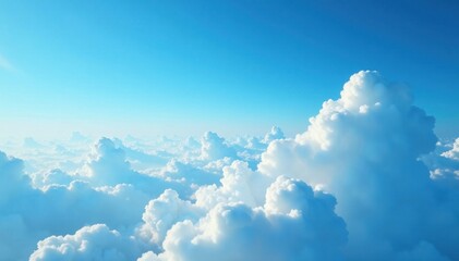 Vast blue expanse with scattered wisps of cloud, soft focus effect, vast space, fluffy clouds