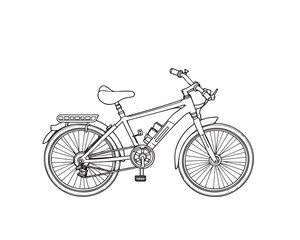 bicycle bike vehicle line art sketch drawing illustration vector.