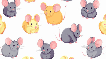 Whimsical Mouse Doodle Seamless Vector Pattern Design