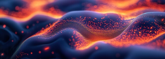 Obraz premium Abstract Glowing Particle Wave Landscape