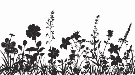 Elegant Flower Border Frame Vector Silhouette for Design Projects