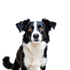 Fototapeta premium Adorable Black and White Border Collie Puppy Dog Portrait Studio Shot White Background Cute Pet Animal Photography