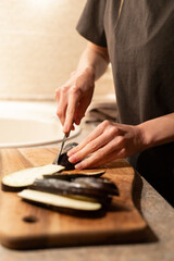 kitchen, cooking vegetables, ratatouille, vegetables, knife, board