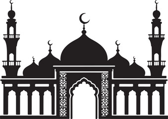 Black Mosque icon silhouette vector art on white background. Islamic .