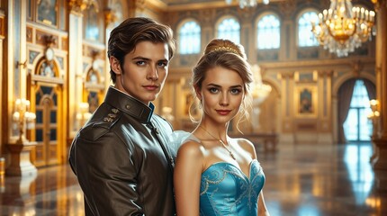 Cinderella dancing with the Prince at the royal ball, enchanting fairy tale moment © Julia
