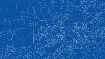 Wireframe Boxes. Sketch style