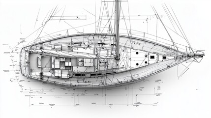 Obraz premium The professional blueprint of a high-end yacht, a classic sailboat, a luxurious RV, modern private speedboat, majestic cruise ship, futuristic drone