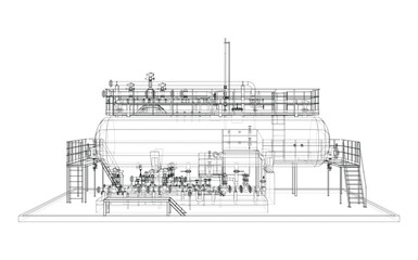 Industrial tank with valves. Vector rendered of 3d
