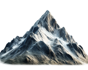 Mountain with snow on it is shown on a white background