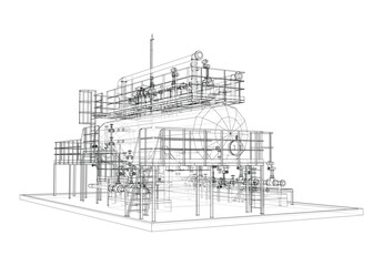 Industrial tank with valves. Vector rendered of 3d