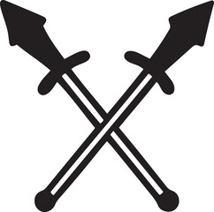 Black sword silhouette vector on white background.