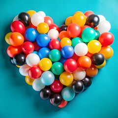 Romantic Touch: Heart-Shaped Arrangement of Colorful Balloons"