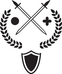 Black shield pattern vintage design silhouette vector art illustration on white background.
