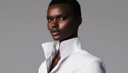 Obraz premium A powerful black supermodel exuding confidence as an Italian mafia boss, embodying strength and elegance in a tribute to Woman Day.